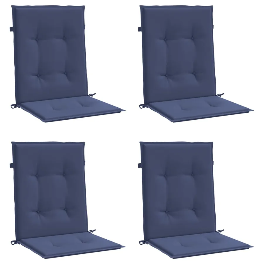 Coussins de chaise à dossier bas lot de 4 bleu marine tissu - 3