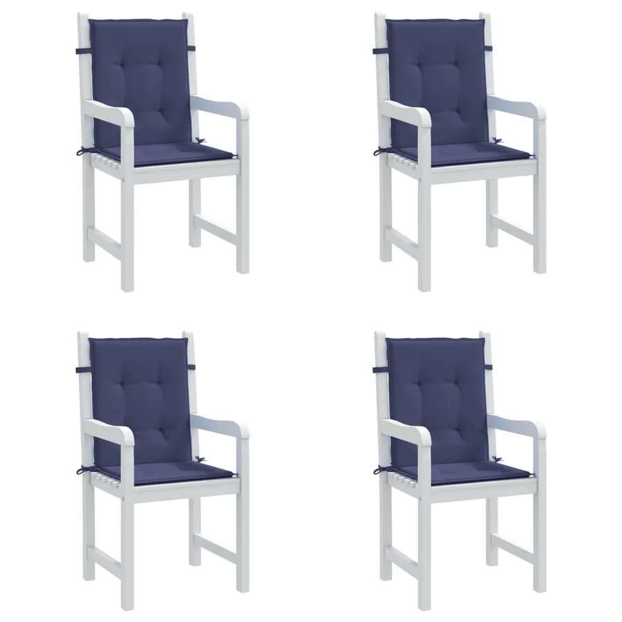 Coussins de chaise à dossier bas lot de 4 bleu marine tissu - 4