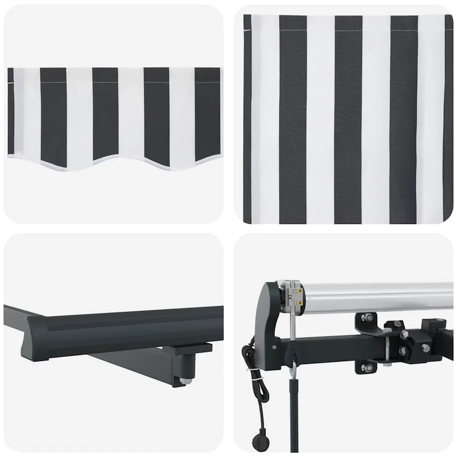 Auvent rétractable automatique anthracite et blanc 400x300 cm - 10