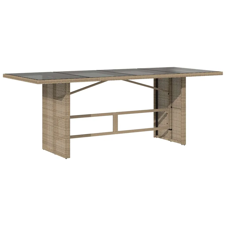 Table de jardin avec dessus en verre beige résine tressée - 2
