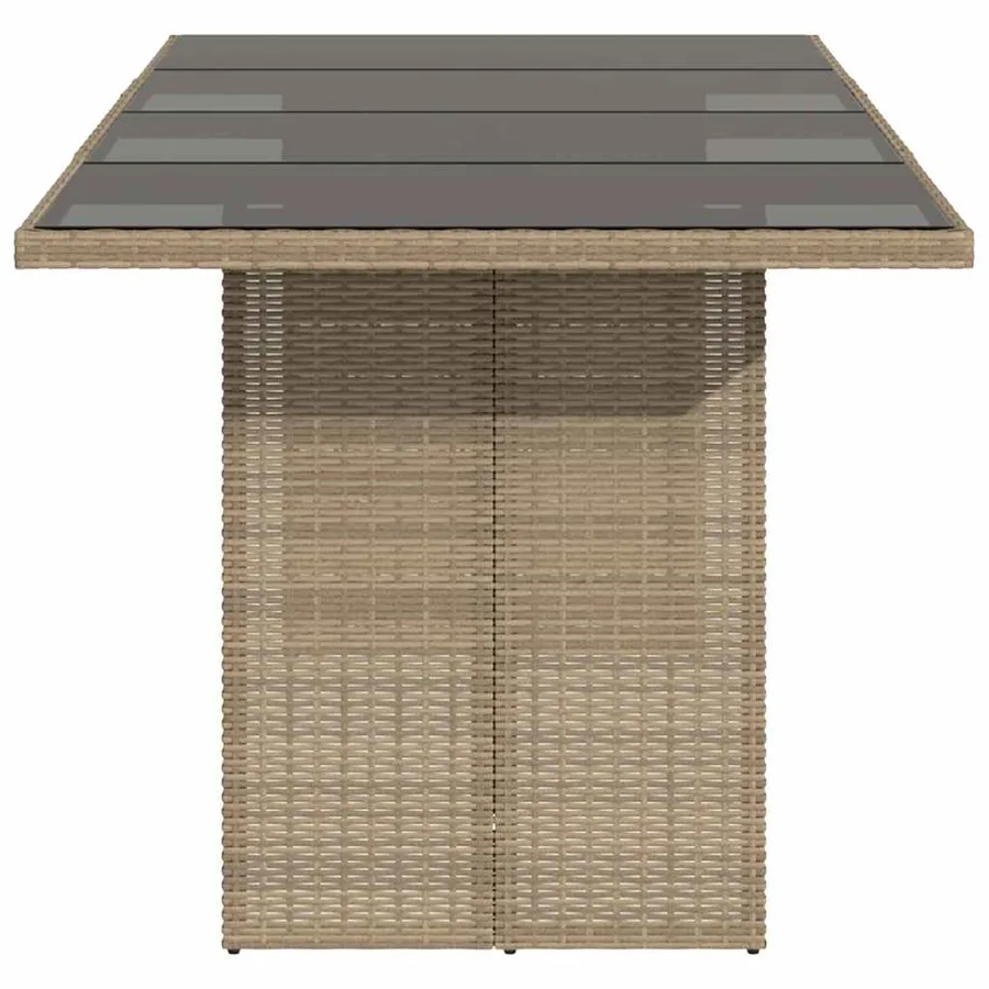 Table de jardin avec dessus en verre beige résine tressée - 5