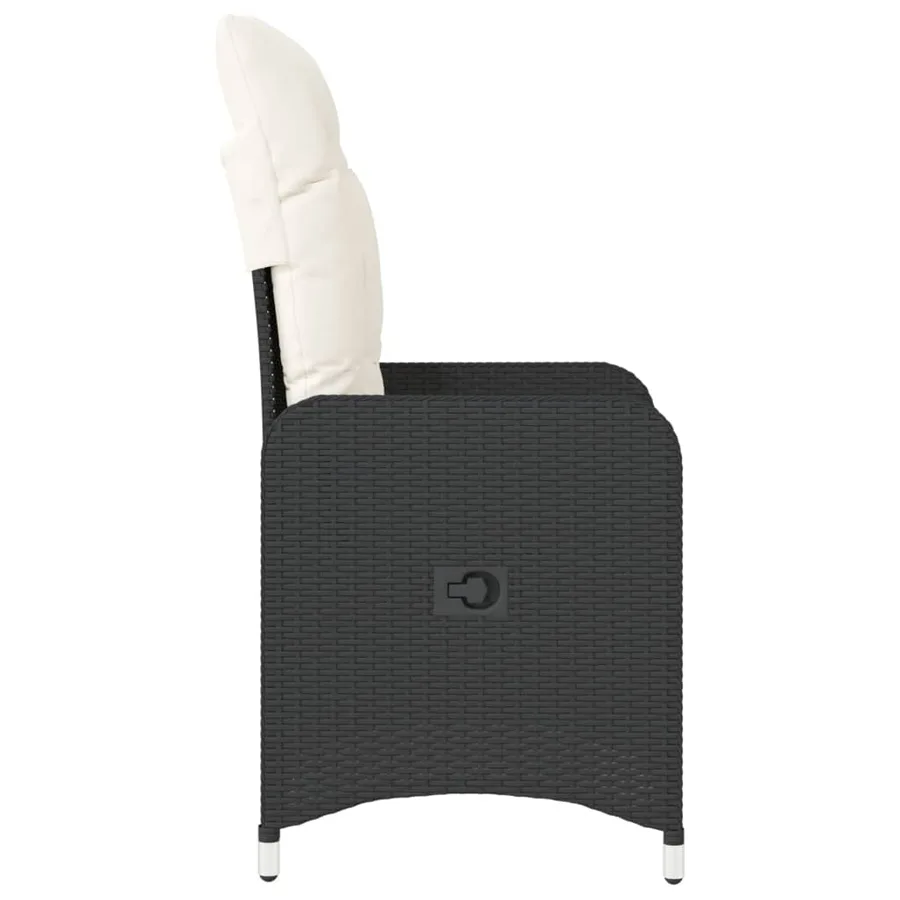 Chaises inclinables de jardin lot de 2 et coussins noir rotin - 5