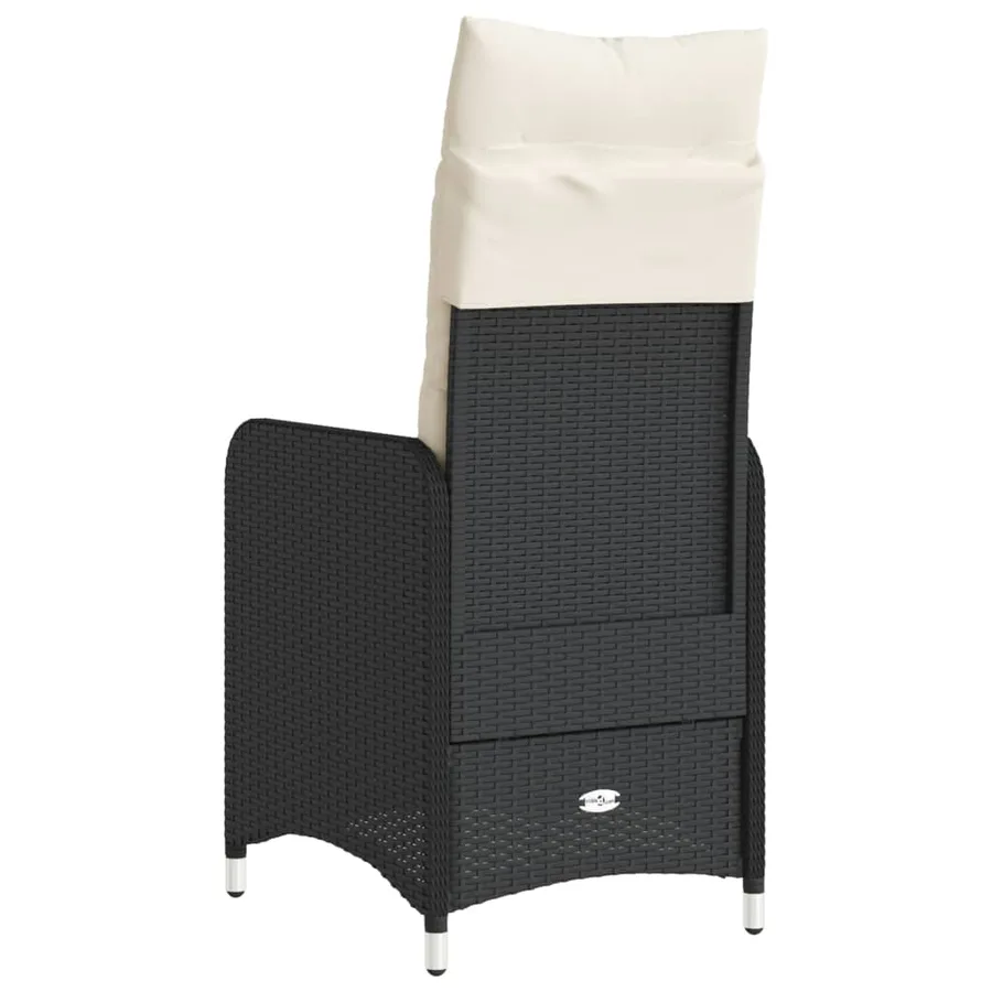 Chaises inclinables de jardin lot de 2 et coussins noir rotin - 6