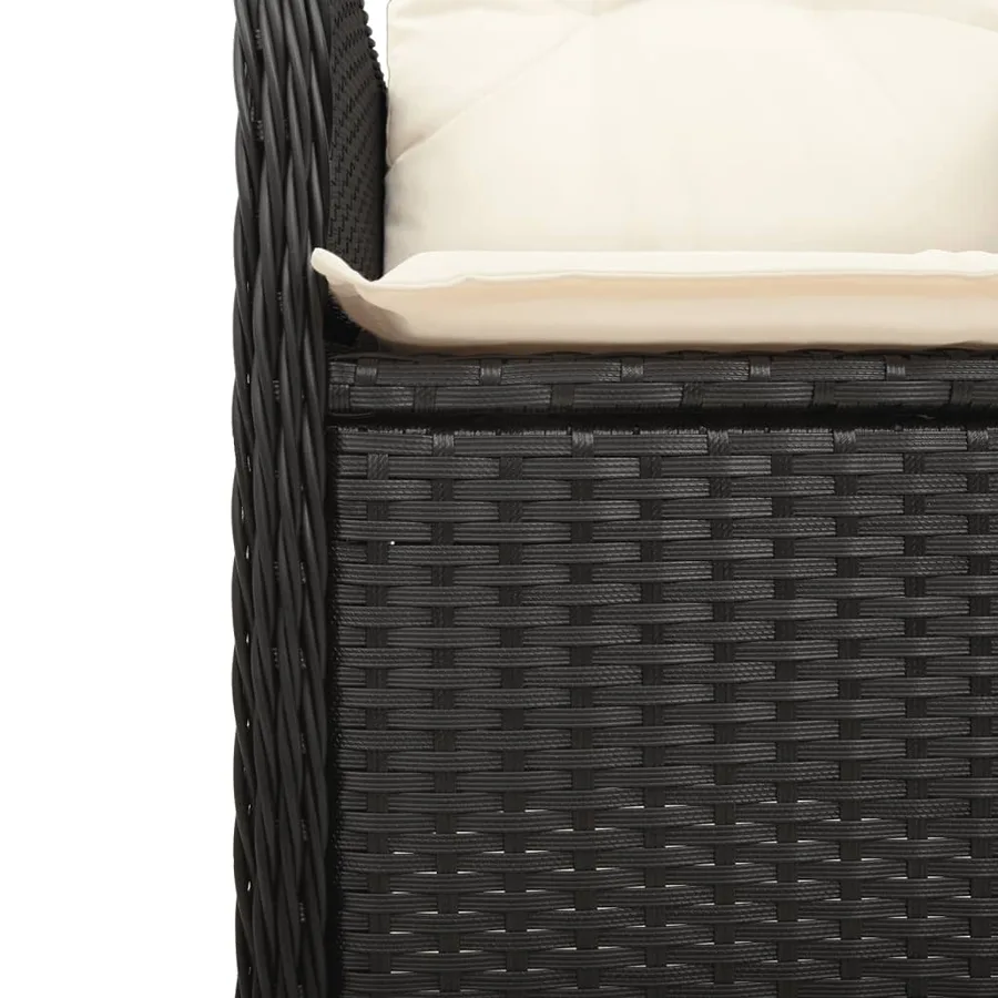 Chaises inclinables de jardin lot de 2 et coussins noir rotin - 8