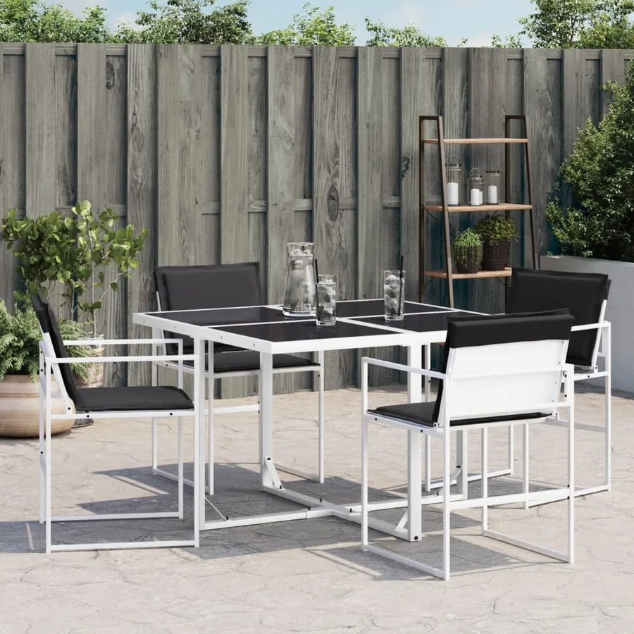 Chaises de jardin avec coussins lot de 4 blanc acier/textilène - 3