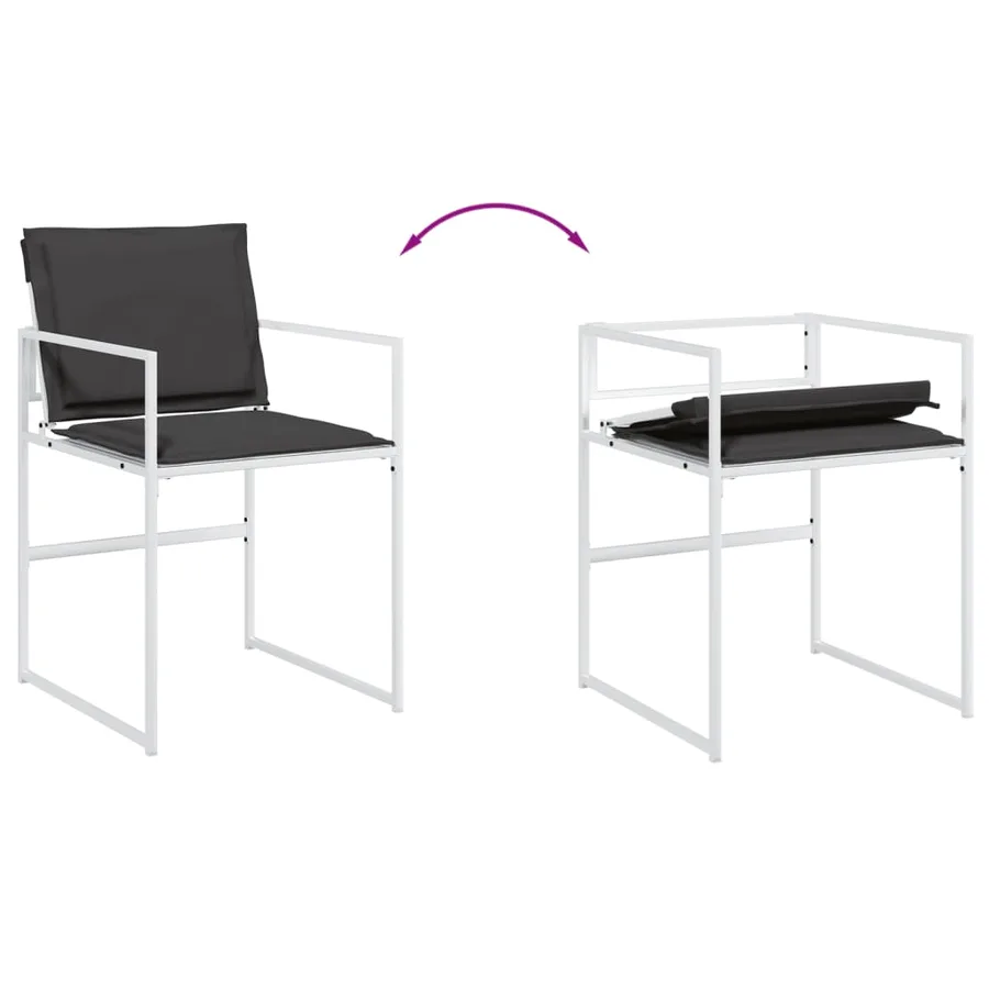 Chaises de jardin avec coussins lot de 4 blanc acier/textilène - 8