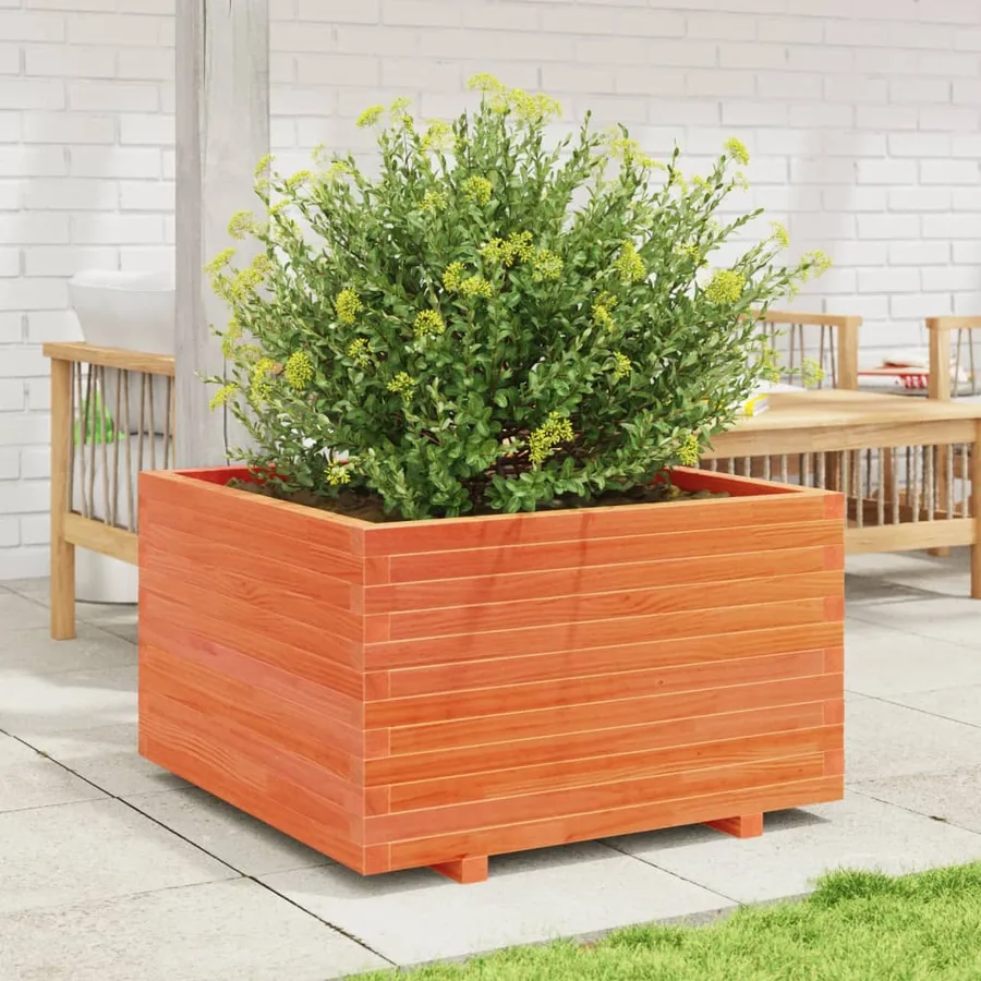 Jardinière cire marron 80x80x49,5 cm bois de pin massif - 3