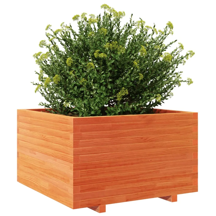 Jardinière cire marron 80x80x49,5 cm bois de pin massif - 4
