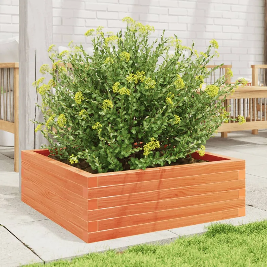 Jardinière cire marron 70x70x23 cm bois de pin massif - 3
