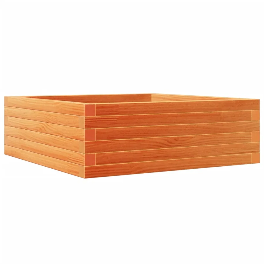 Jardinière cire marron 70x70x23 cm bois de pin massif - 7