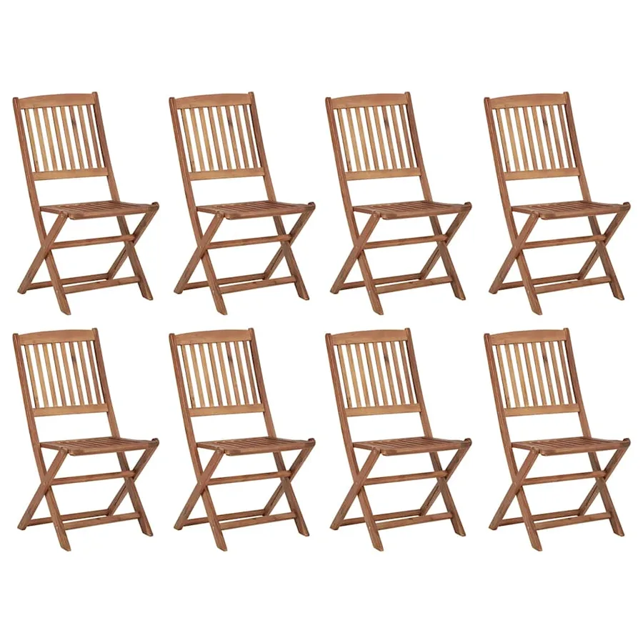 Chaises pliables d'extérieur et coussins lot de 8 Bois d'acacia - 2