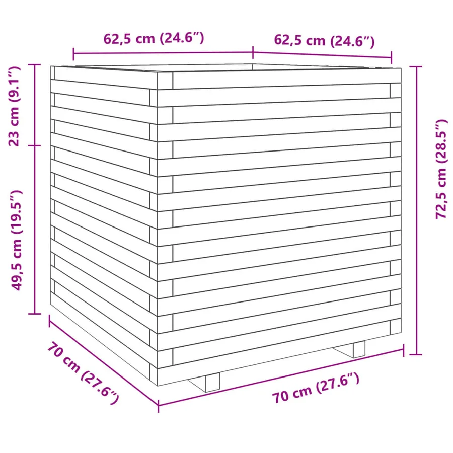 Jardinière 70x70x72,5 cm bois de pin massif - 10