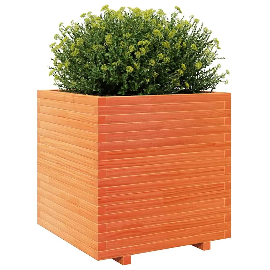 Jardinière cire marron 70x70x72,5 cm bois de pin massif - 4