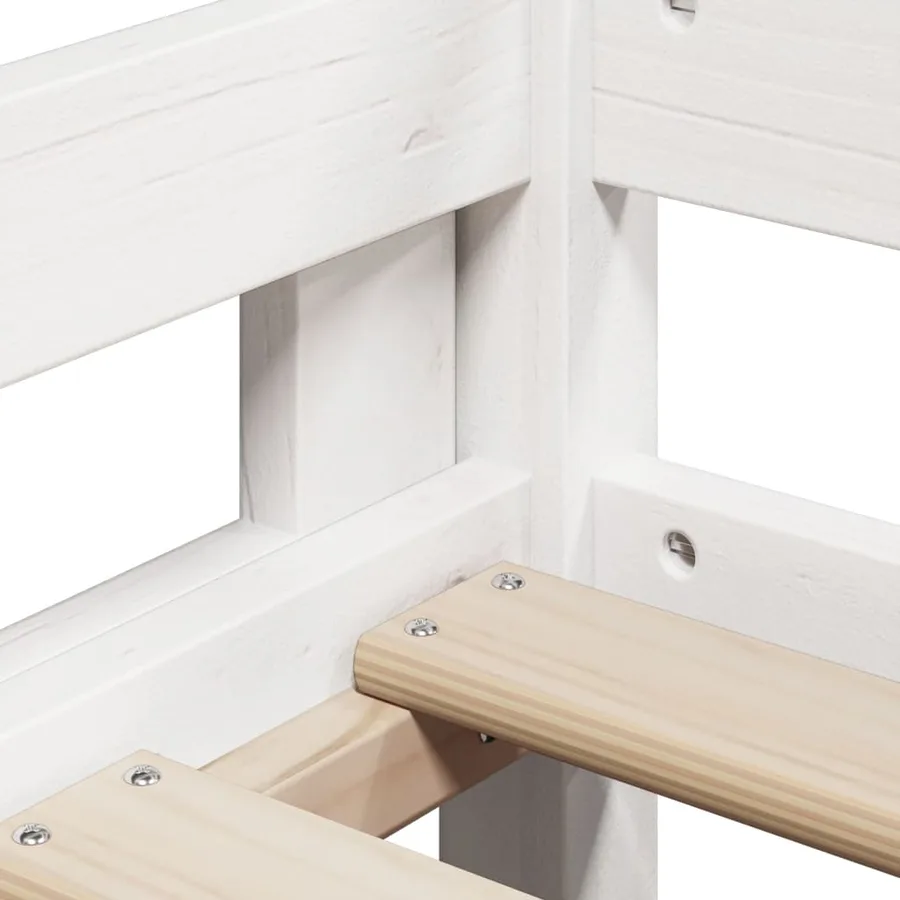 Lit haut sans matelas blanc 90x190 cm bois de pin massif - 9