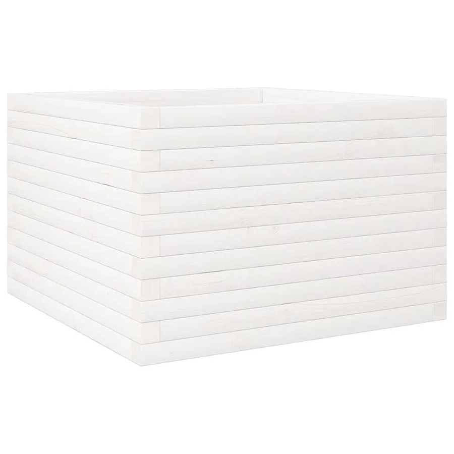 Jardinière blanc 70x70x46 cm bois de pin massif - 2