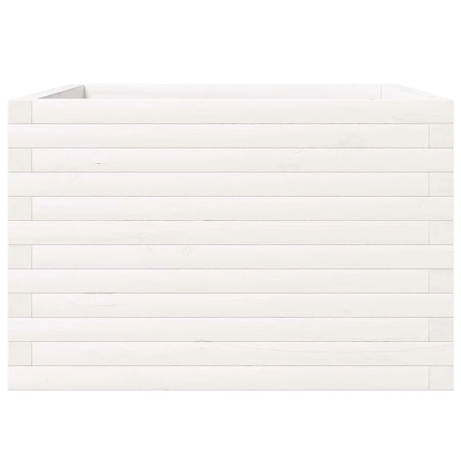 Jardinière blanc 70x70x46 cm bois de pin massif - 5