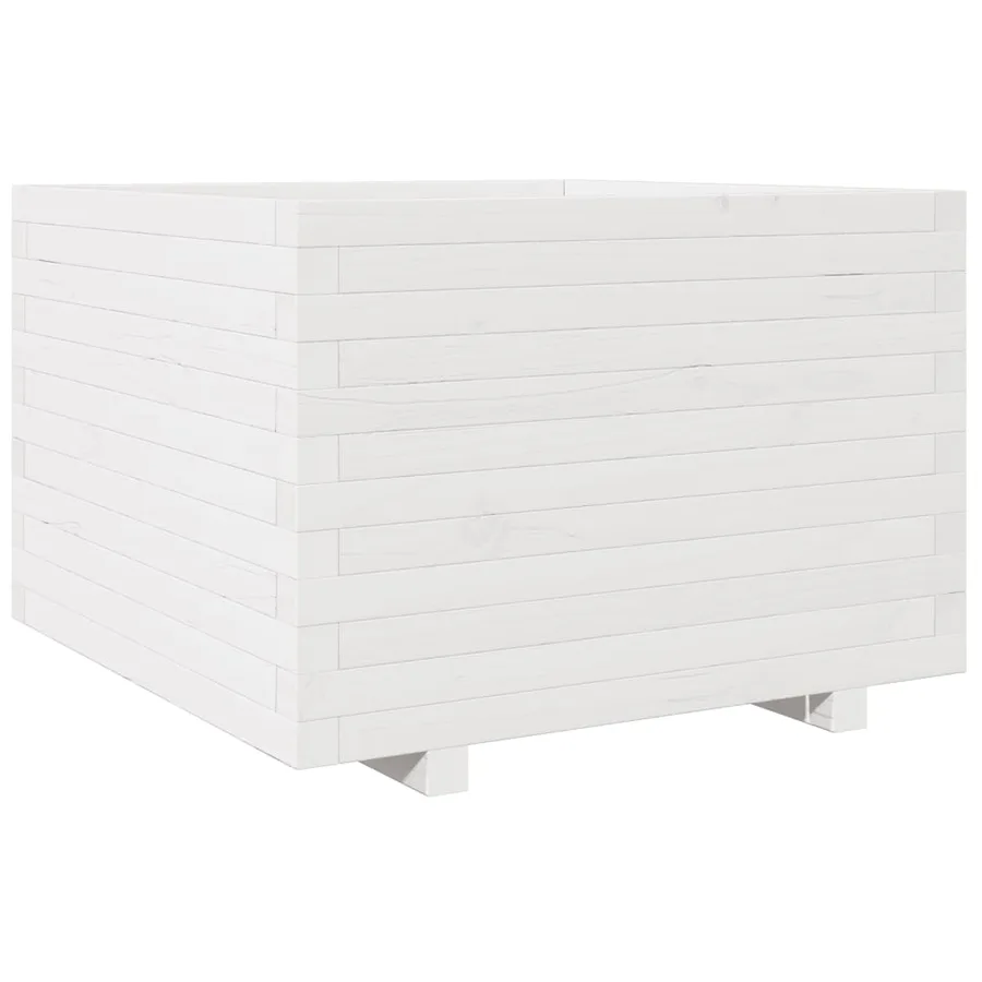 Jardinière blanc 70x70x49,5 cm bois de pin massif - 2
