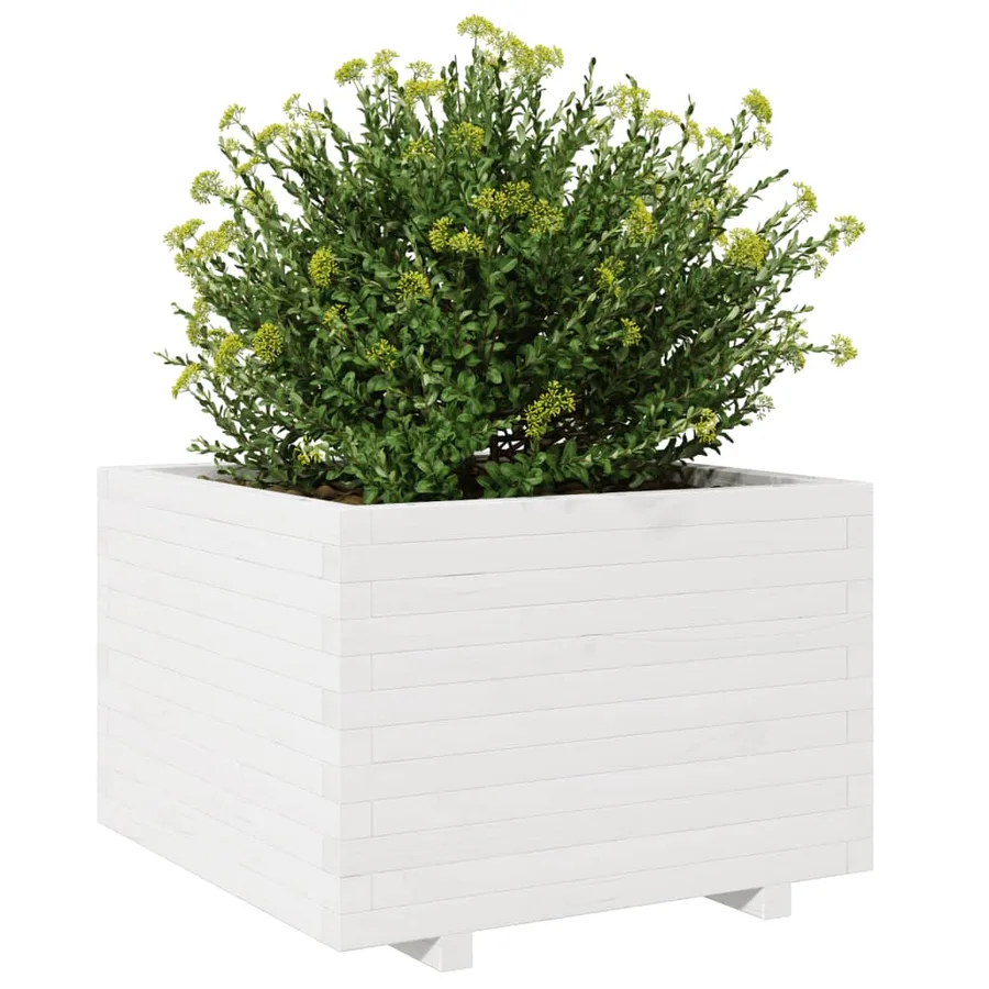 Jardinière blanc 70x70x49,5 cm bois de pin massif - 4