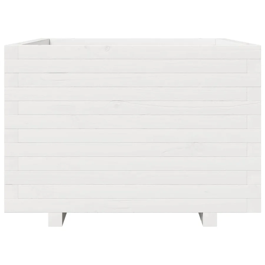Jardinière blanc 70x70x49,5 cm bois de pin massif - 5