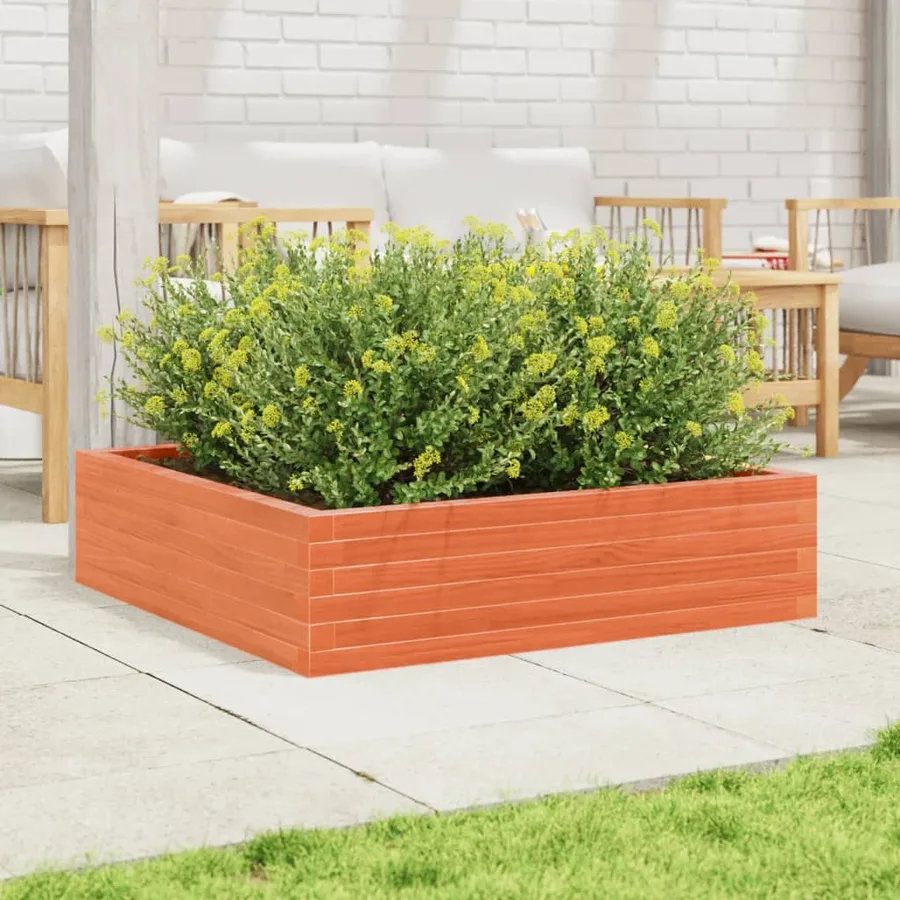Jardinière cire marron 90x90x23 cm bois de pin massif - 3