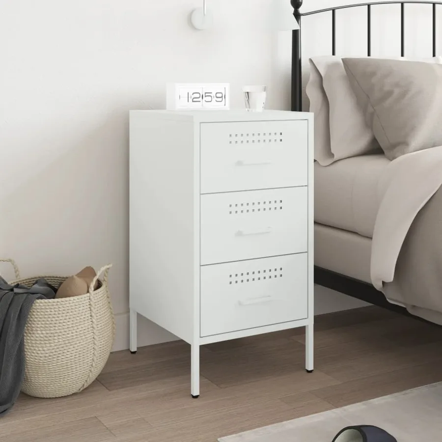 Table de chevet blanc 36x39x68 cm acier - 3