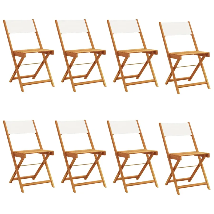 Chaises de jardin pliantes lot de 8 tissu et bois massif - 2