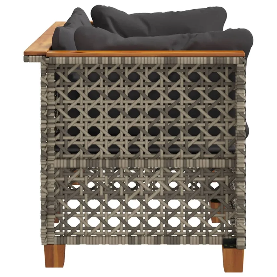Canapés d'angle de jardin et coussins 2 pcs gris résine tressée - 5