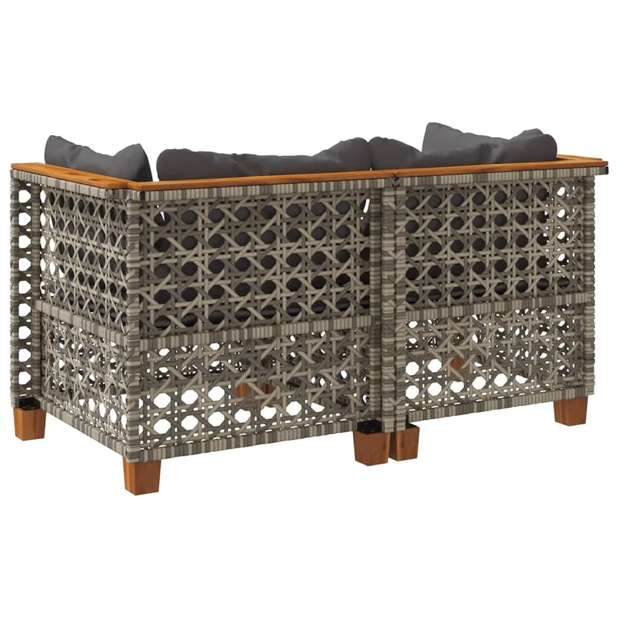 Canapés d'angle de jardin et coussins 2 pcs gris résine tressée - 6
