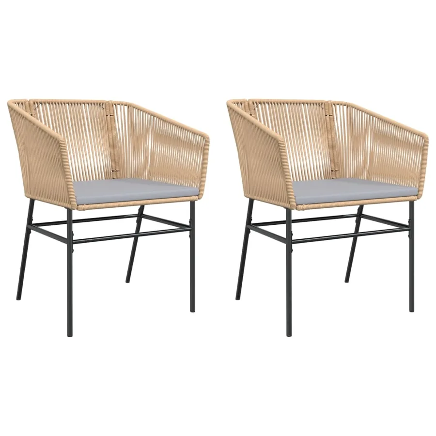 Chaises de jardin lot de 2 et coussins marron rotin - 2