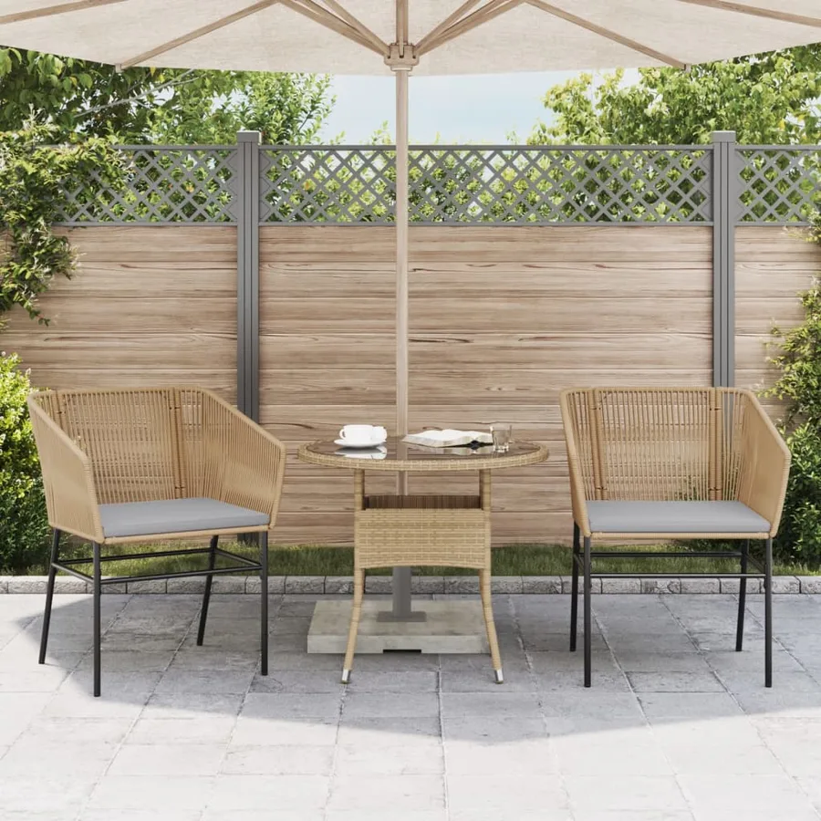 Chaises de jardin lot de 2 et coussins marron rotin - 3