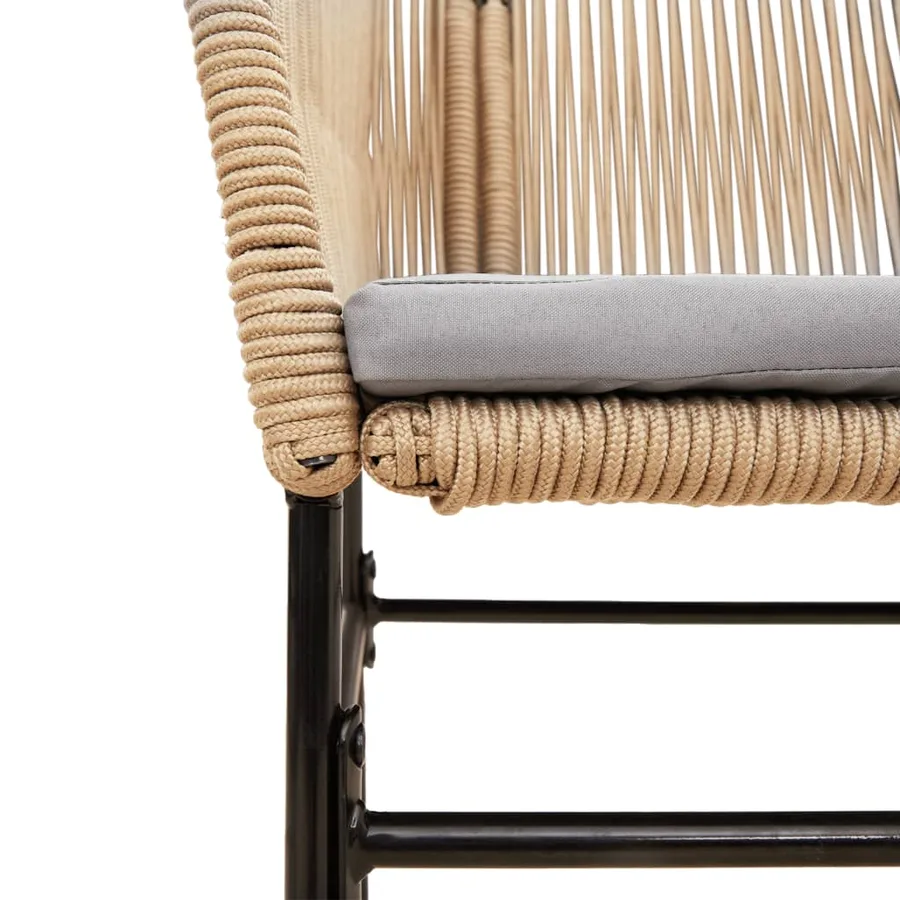 Chaises de jardin lot de 2 et coussins marron rotin - 8