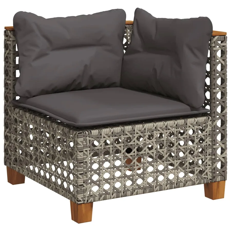 Salon de jardin avec coussins 10 pcs gris résine tressée - 4