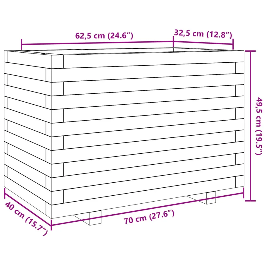 Jardinière blanc 70x40x49,5 cm bois de pin massif - 10