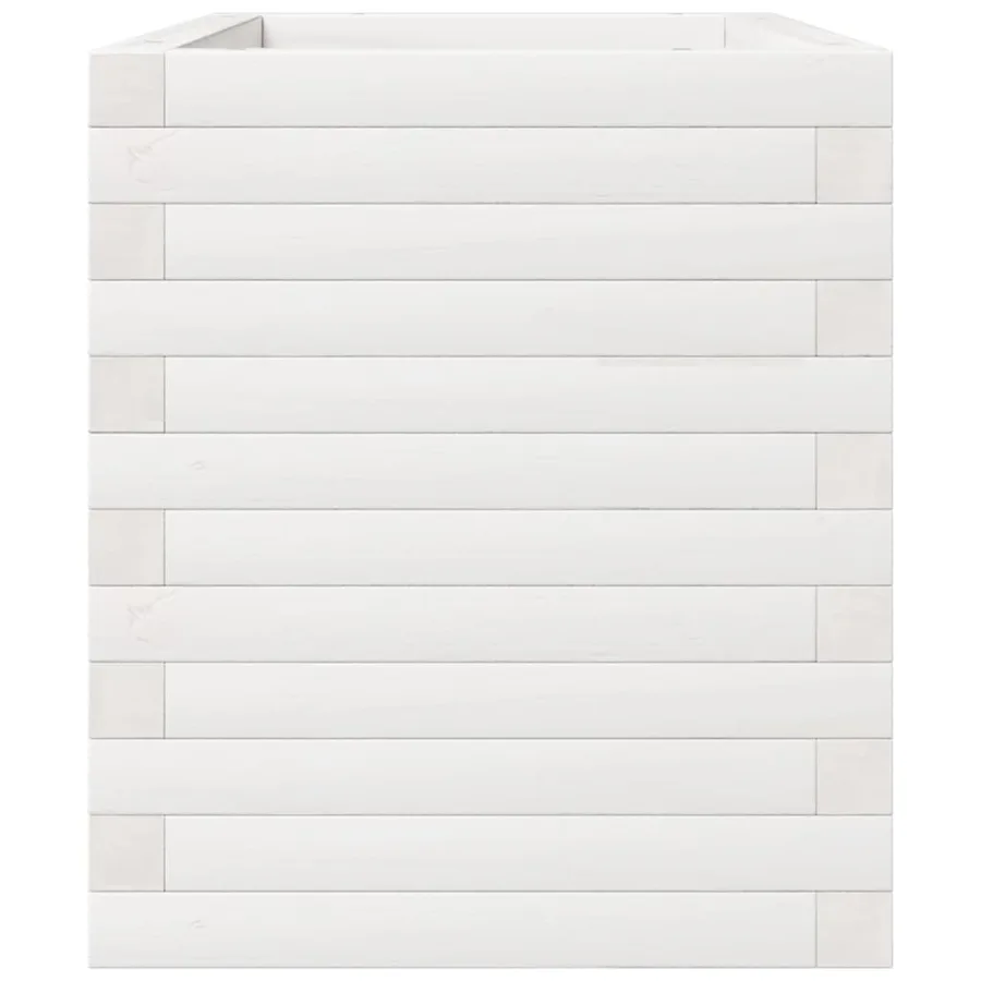 Jardinière blanc 70x40x49,5 cm bois de pin massif - 6