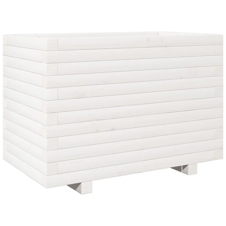 Jardinière blanc 70x40x49,5 cm bois de pin massif - 7