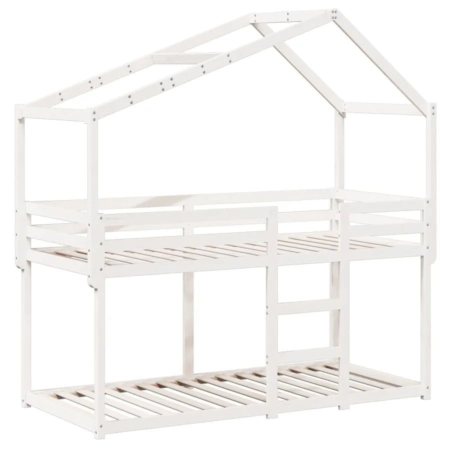 Lit superposé sans matelas blanc 90x190 cm bois de pin massif - 3