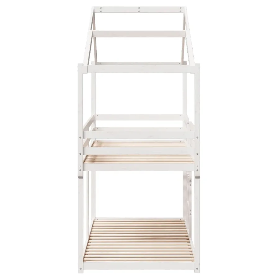 Lit superposé sans matelas blanc 90x190 cm bois de pin massif - 7