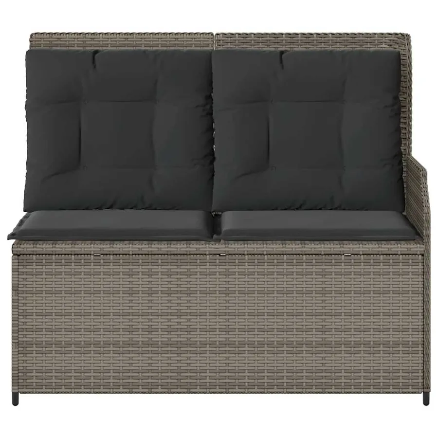 Banc inclinable de jardin avec coussins gris résine tressée - 4