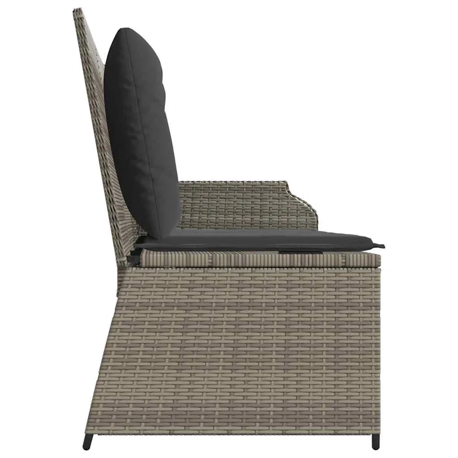 Banc inclinable de jardin avec coussins gris résine tressée - 5