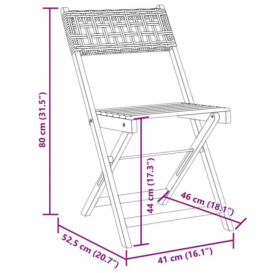 Chaises de bistrot lot de 2 noir bois massif d'acacia et rotin - 11