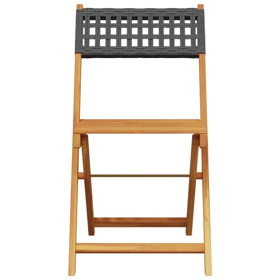 Chaises de bistrot lot de 2 noir bois massif d'acacia et rotin - 5