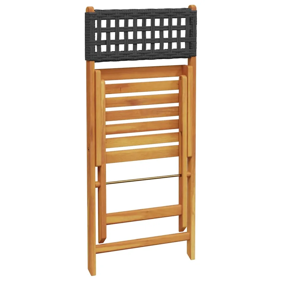 Chaises de bistrot lot de 2 noir bois massif d'acacia et rotin - 8