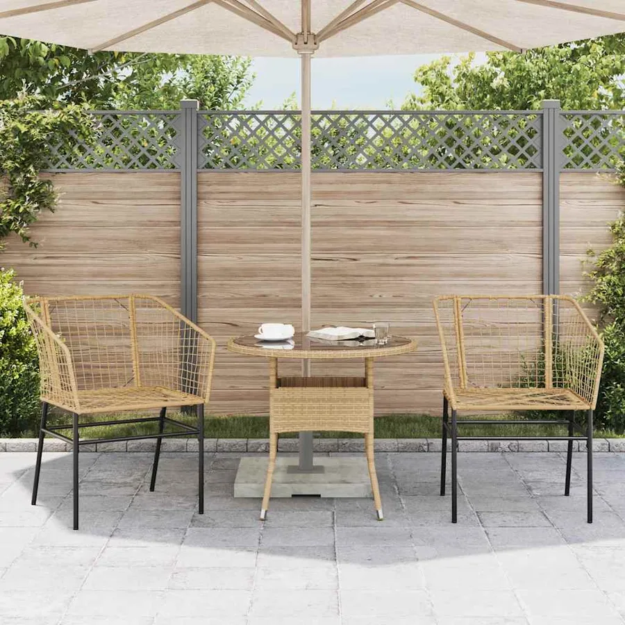 Chaises de jardin lot de 2 marron résine tressée - 3