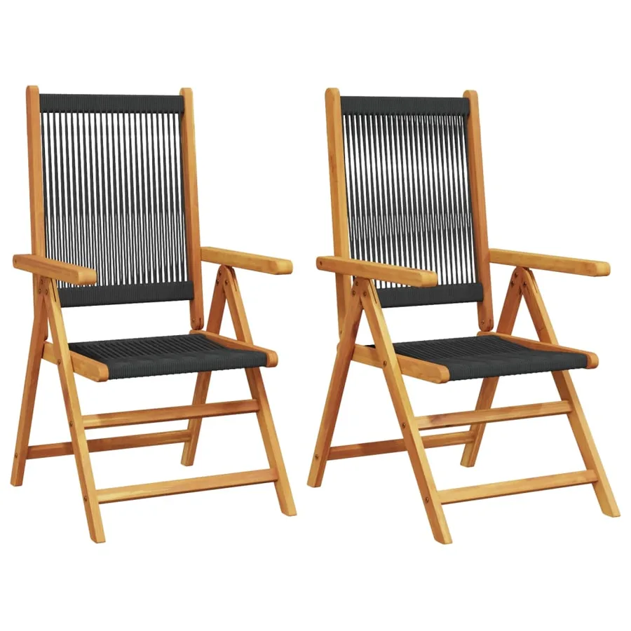 Chaises de jardin lot de 2 motif de feuilles acacia et tissu - 13