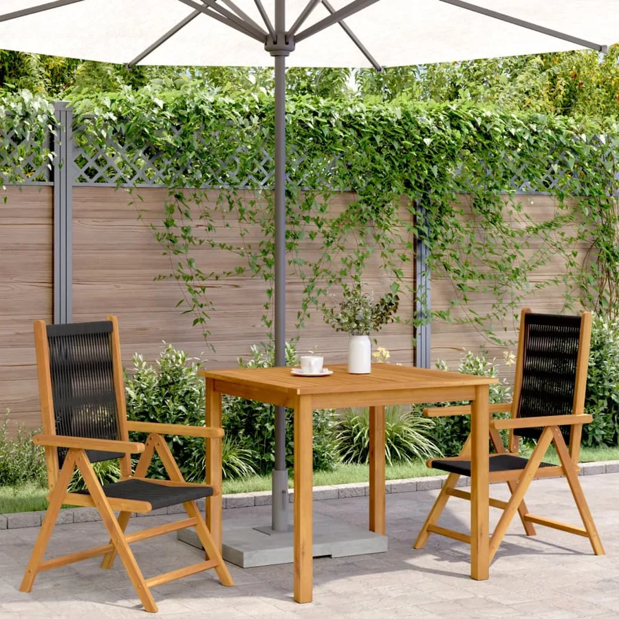 Chaises de jardin lot de 2 motif de feuilles acacia et tissu - 14
