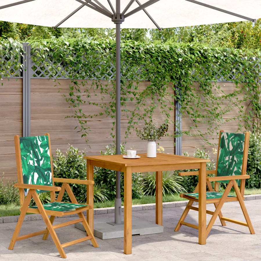 Chaises de jardin lot de 2 motif de feuilles acacia et tissu - 3