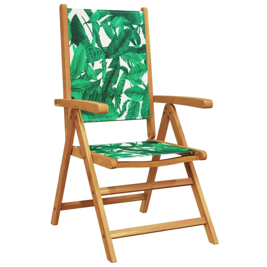Chaises de jardin lot de 2 motif de feuilles acacia et tissu - 4