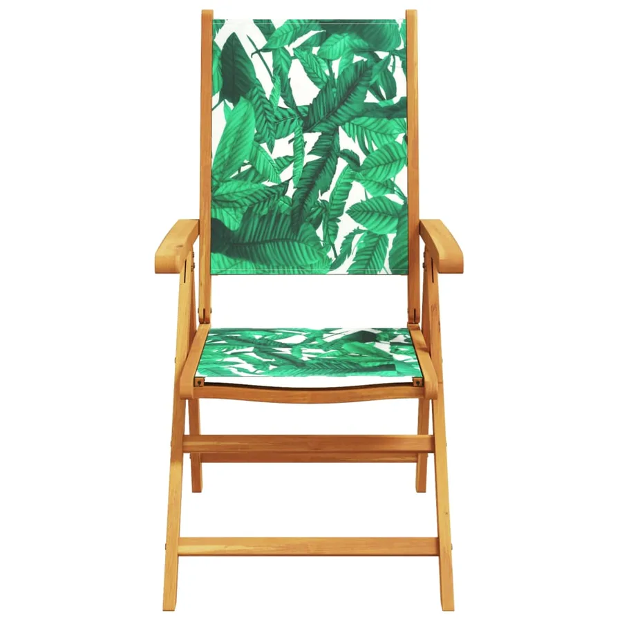 Chaises de jardin lot de 2 motif de feuilles acacia et tissu - 5