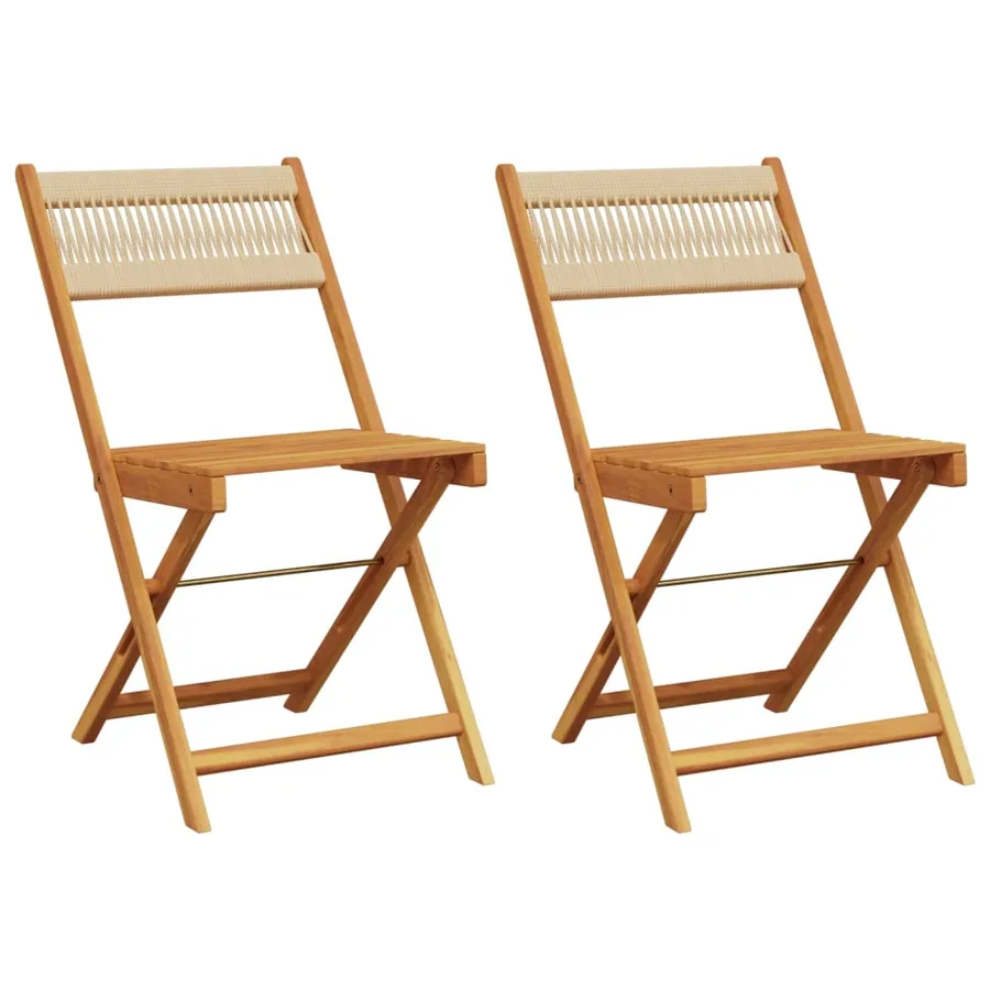 Chaises de bistrot lot de 2 beige bois d'acacia et corde - 2