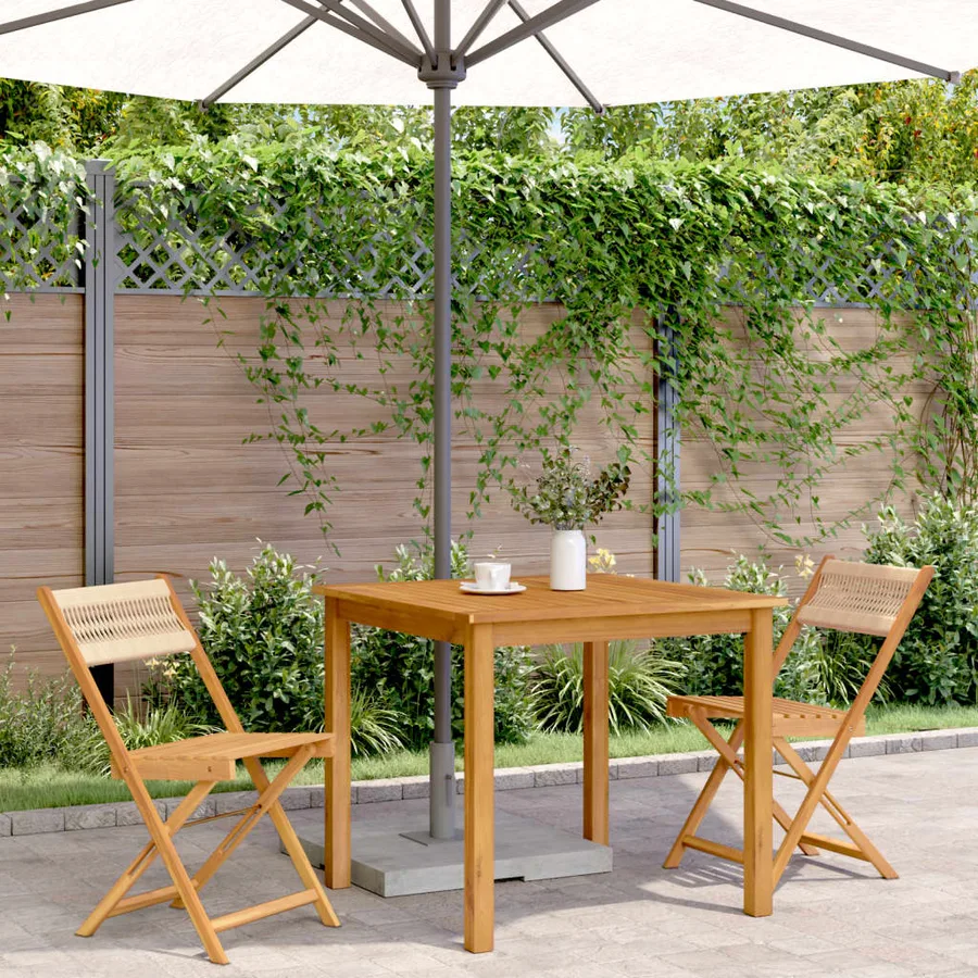 Chaises de bistrot lot de 2 beige bois d'acacia et corde - 3